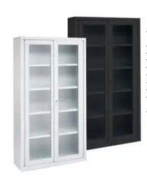 Armario Con Puertas De Vidrio, 5 Estantes Y Con Llavín C-19